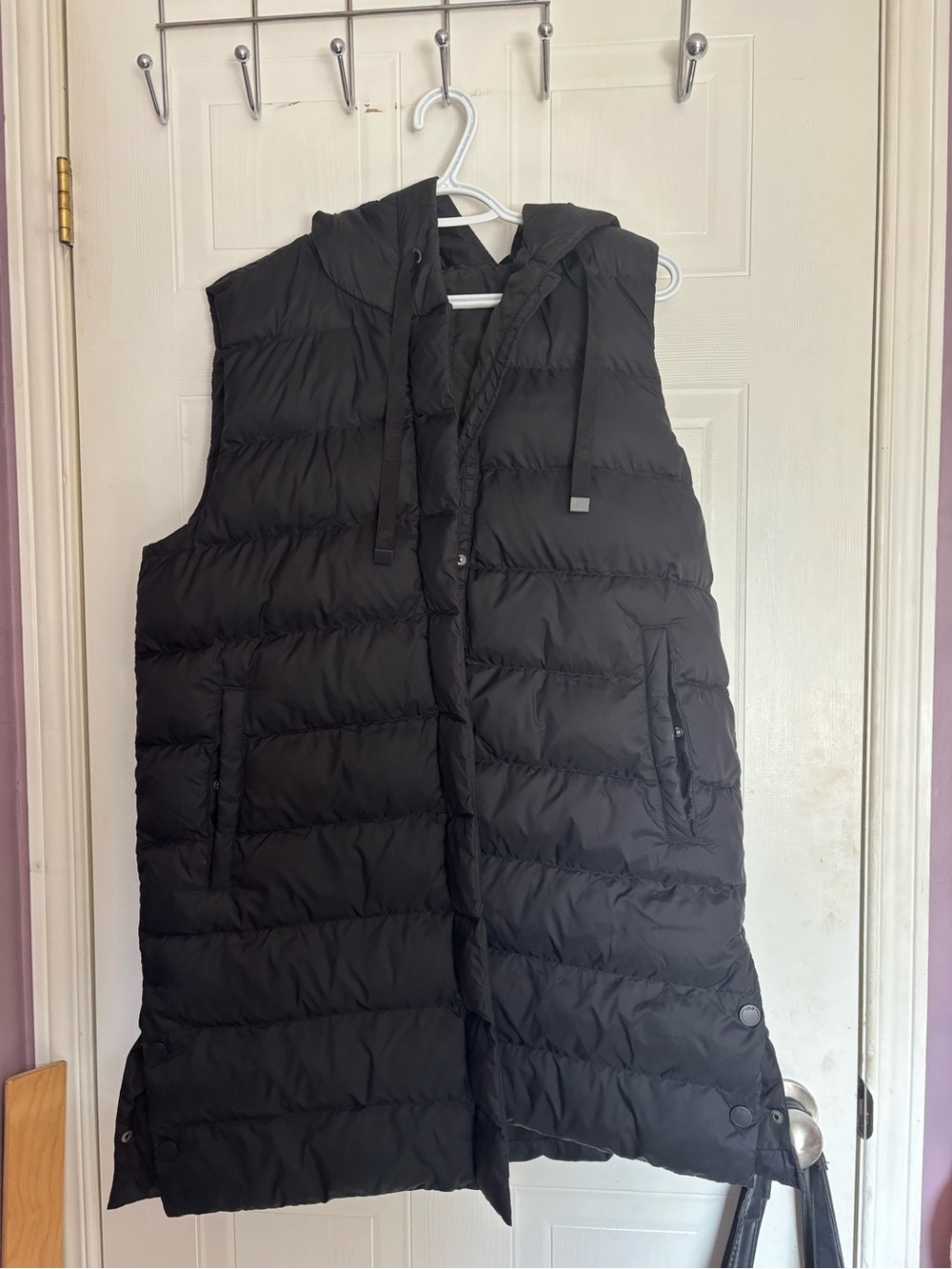 Lole Black Quilted Hooded Puffer Vest